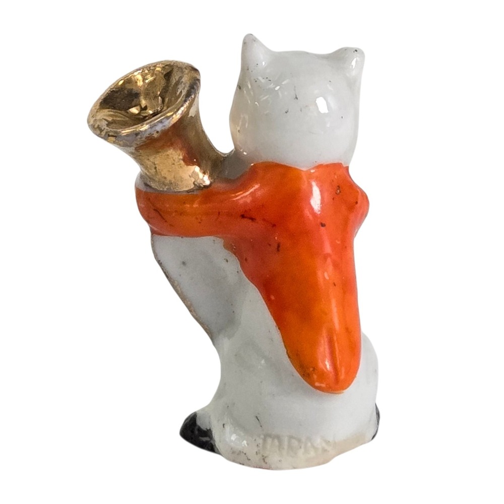 1920's Cat Kitty Porcelain Jazz Band Figurines Made In Japan‎ Gold Instruments - Picture 3 of 9
